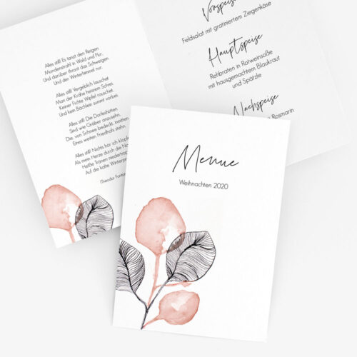 Menükarte in modernem floralem Design
